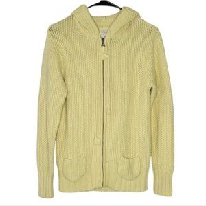 Old Navy Yellow Knit Zip Front Hoodie Sweater